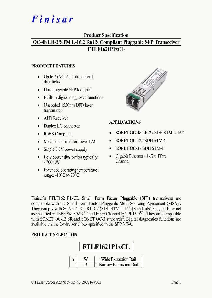 FTLF1621P1CL_8364981.PDF Datasheet