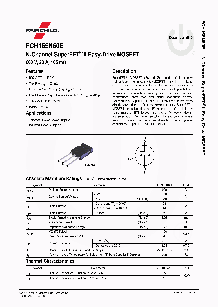 FCH165N60E_8365399.PDF Datasheet