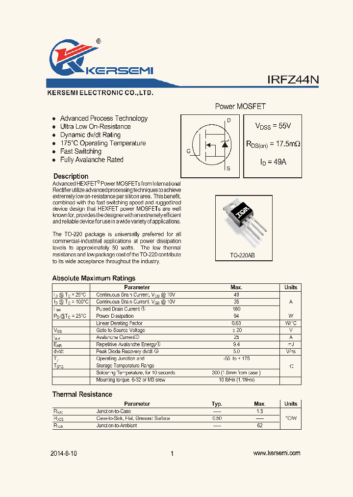 IRFZ44N_8369817.PDF Datasheet