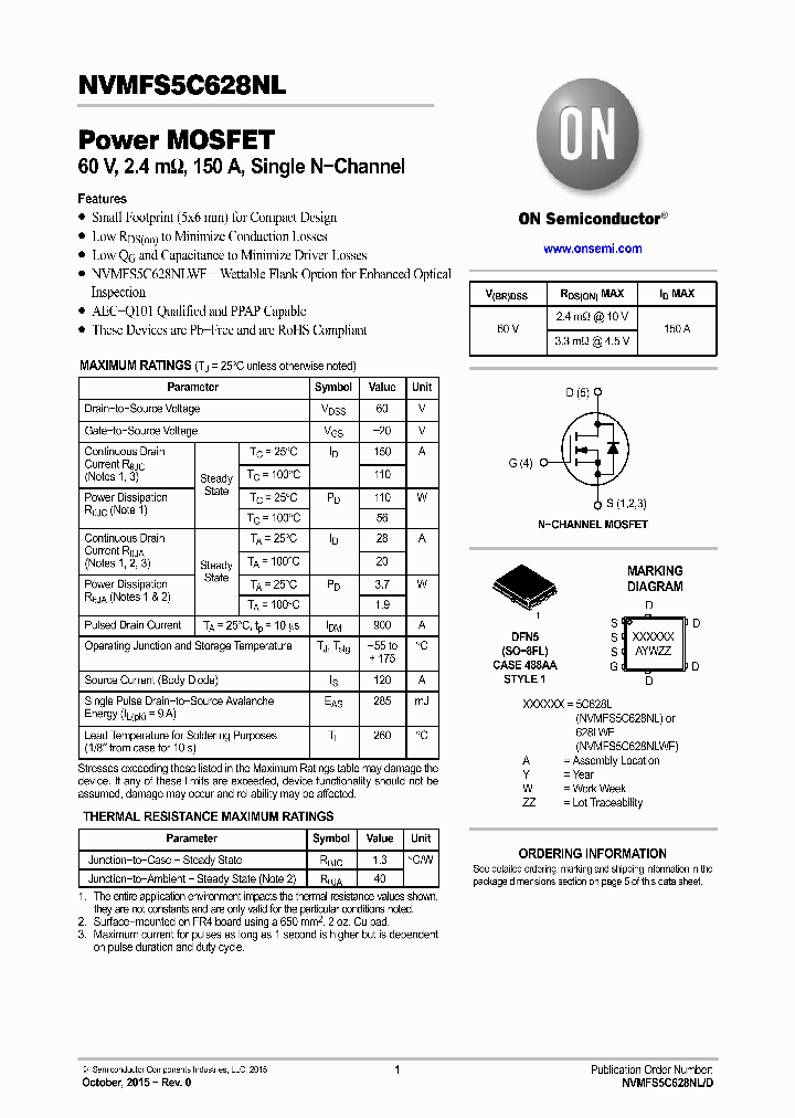 NVMFS5C628NLWFT1G_8370185.PDF Datasheet