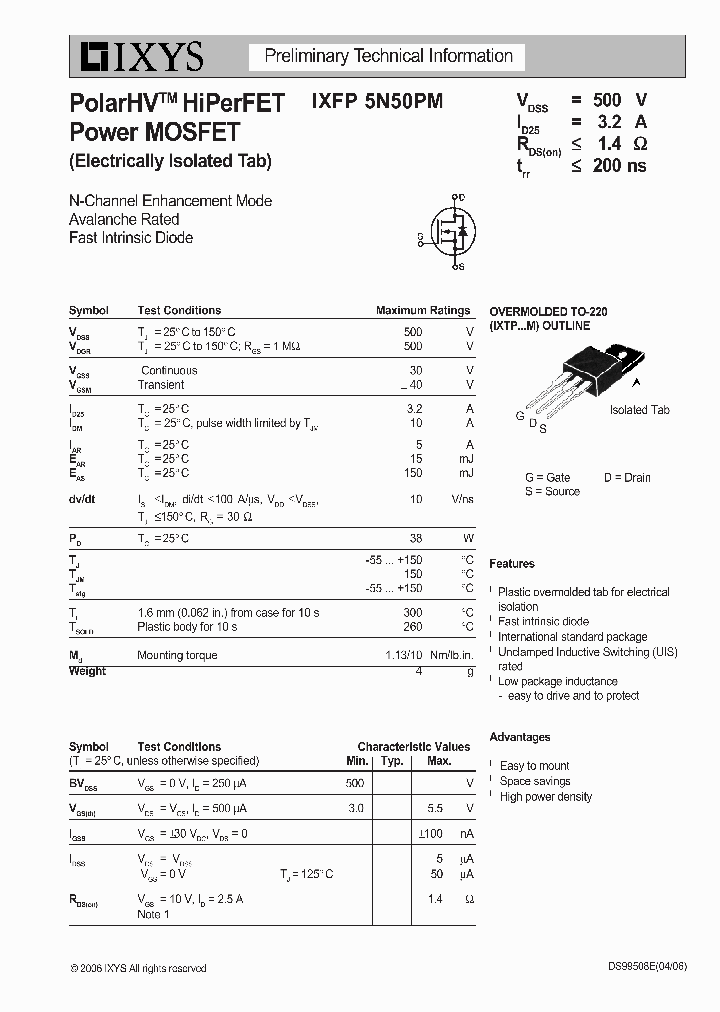 IXFP5N50PM_8372801.PDF Datasheet