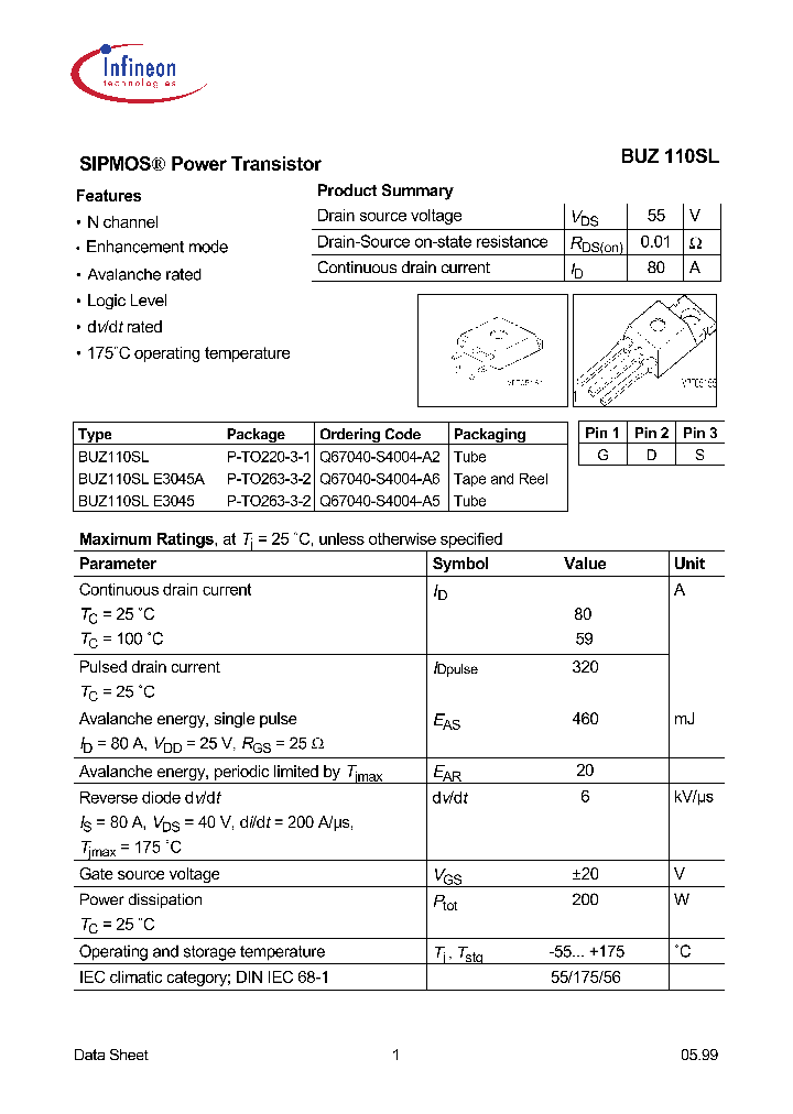 BUZ110SLE3045A_8374476.PDF Datasheet