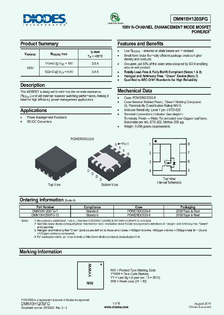 DMN10H120SFG-13_8374664.PDF Datasheet