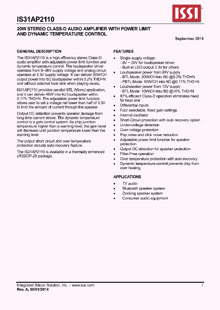 IS31AP2110_8376283.PDF Datasheet