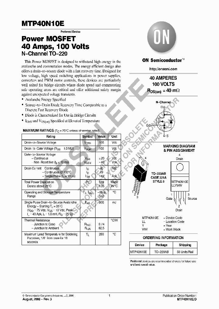 MTP40N10E_8377393.PDF Datasheet