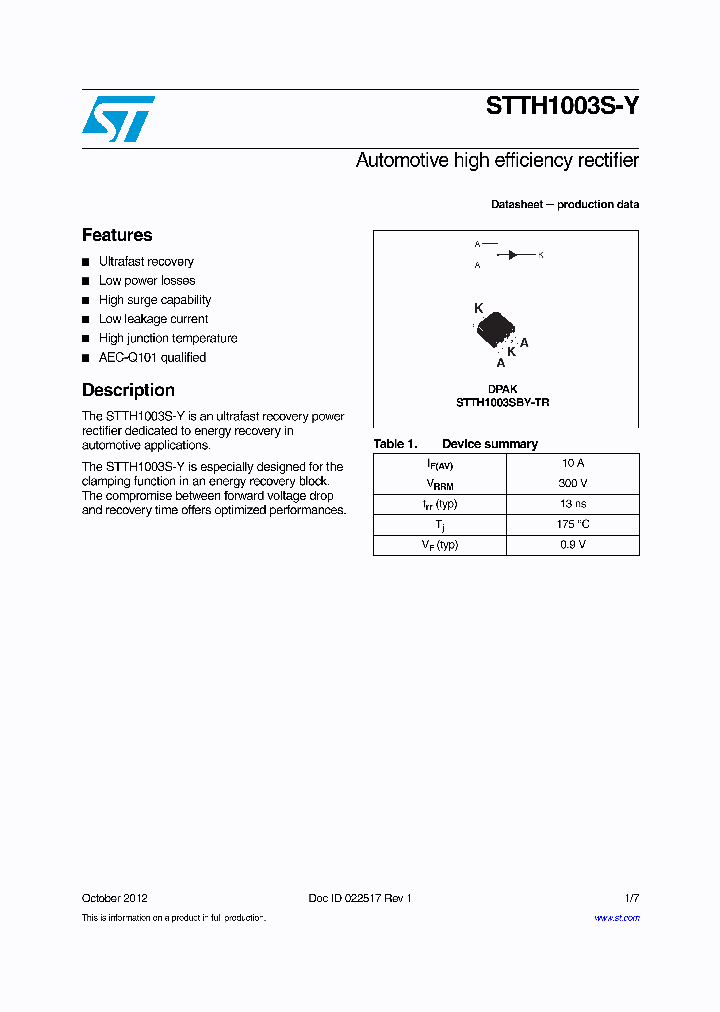 STTH1003SBY-TR_8388763.PDF Datasheet