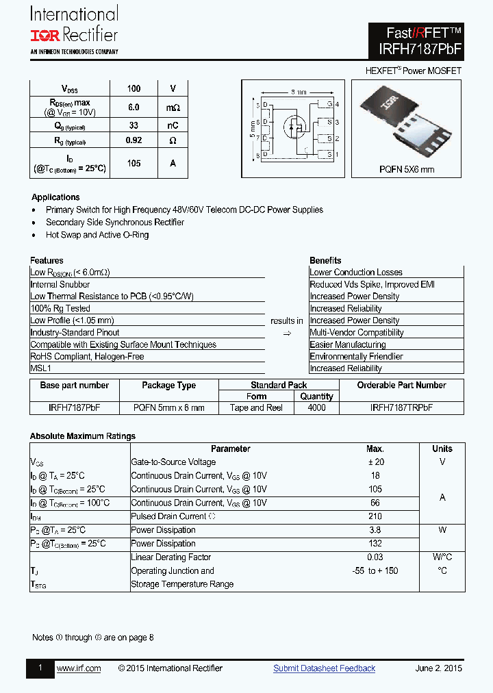 IRFH7187PBF_8390652.PDF Datasheet