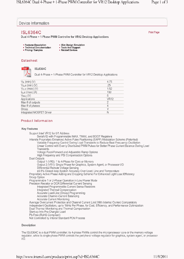 ISL6364CCRZ_8392921.PDF Datasheet