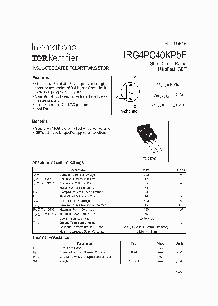 IRG4PC40KPBF-15_8408402.PDF Datasheet