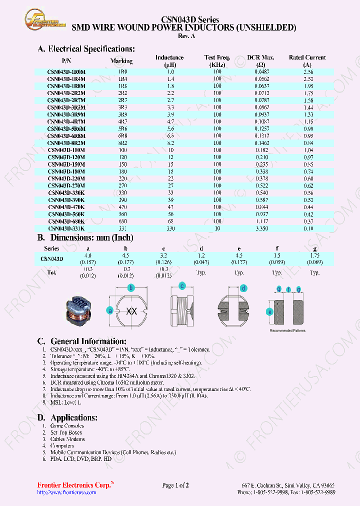 CSN043D-100M_8422836.PDF Datasheet