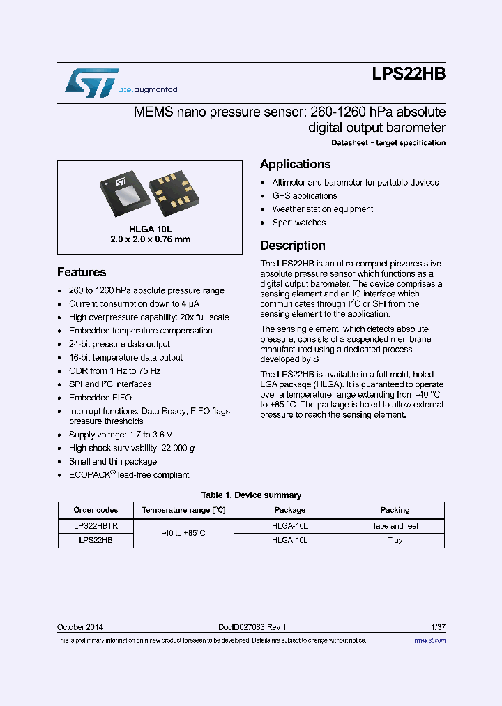 LPS22HBTR_8443605.PDF Datasheet