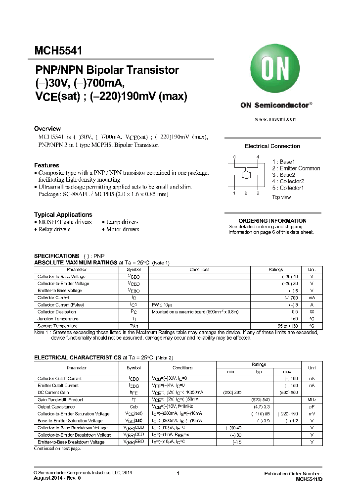 MCH5541-TL-E_8464186.PDF Datasheet
