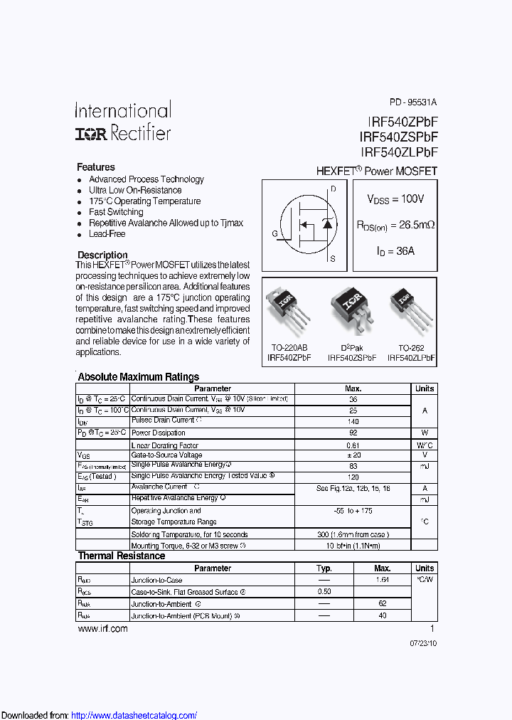 IRF540ZLPBF_8463219.PDF Datasheet