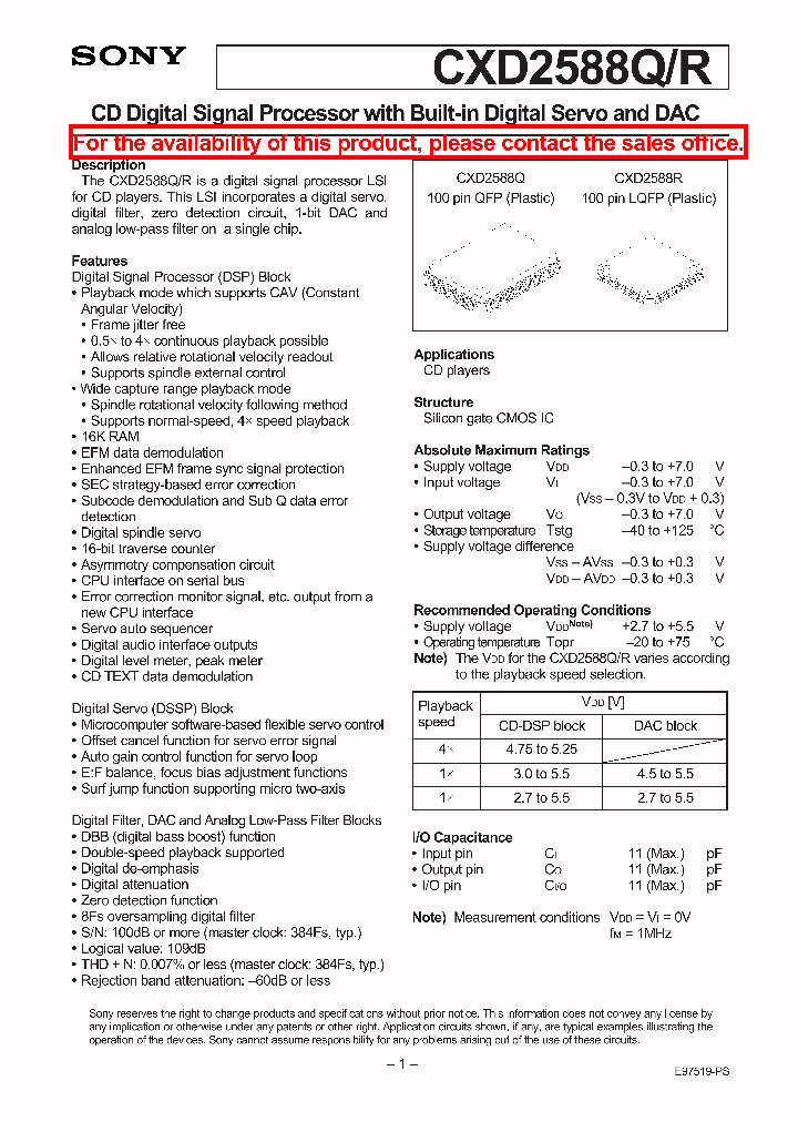 CXD2588QR_8472590.PDF Datasheet