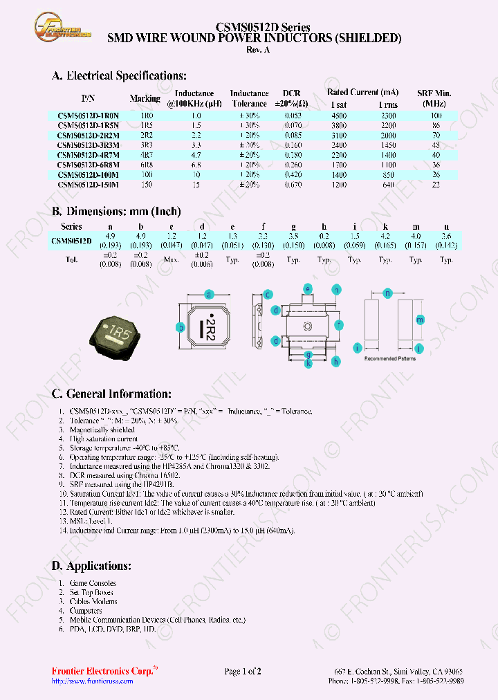 CSMS0512D1R0N_8479406.PDF Datasheet
