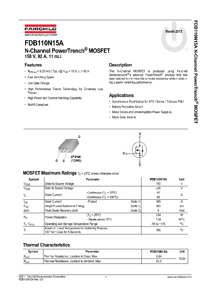FDB110N15A_8499182.PDF Datasheet