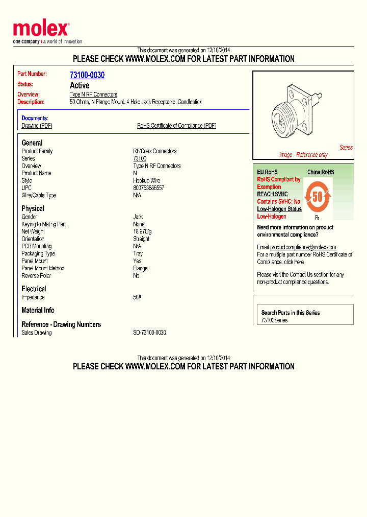 73100-0030_8500584.PDF Datasheet