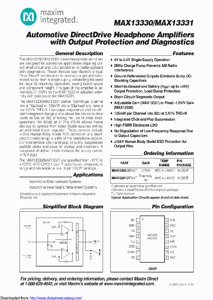 MAX13330GEEV_8501245.PDF Datasheet