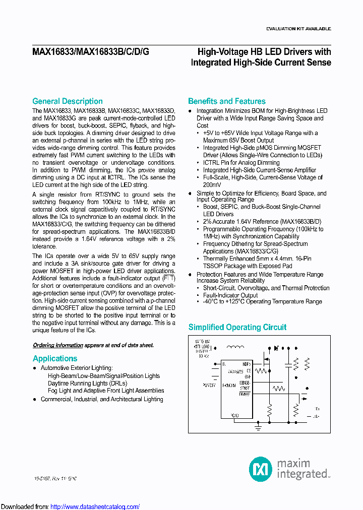 MAX16833CAUE_8512560.PDF Datasheet