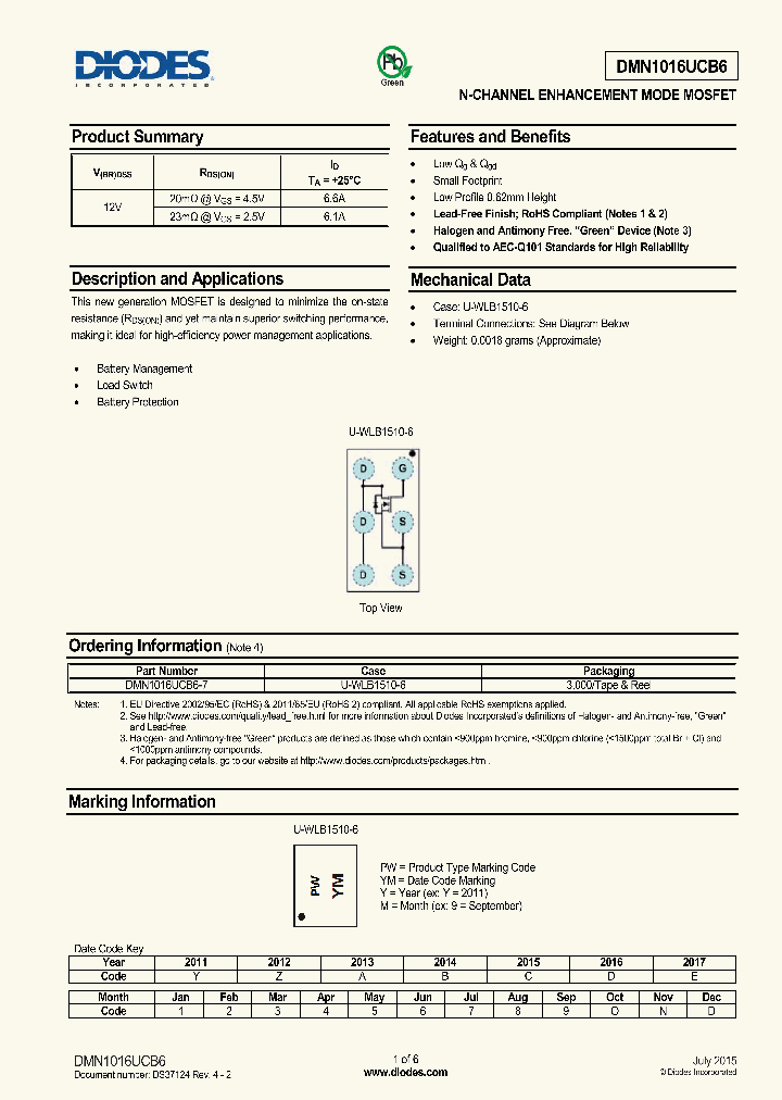 DMN1016UCB6-7_8521728.PDF Datasheet