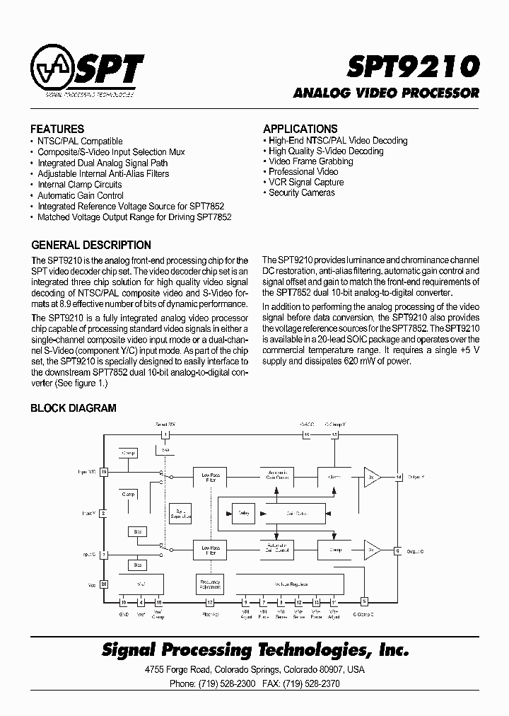 SPT9210SCS_8525185.PDF Datasheet