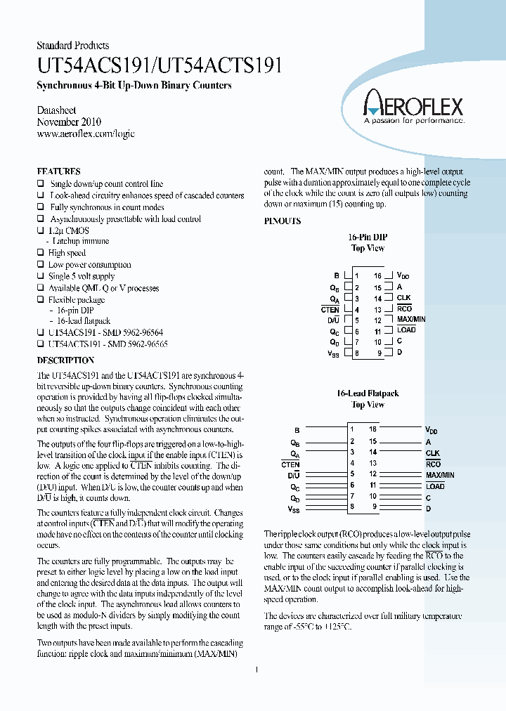 UT54ACTS191_8525629.PDF Datasheet