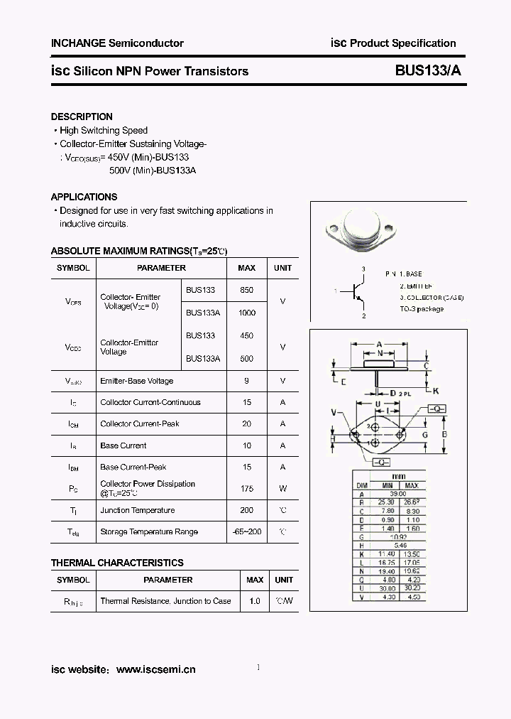 BUS133A_8579148.PDF Datasheet