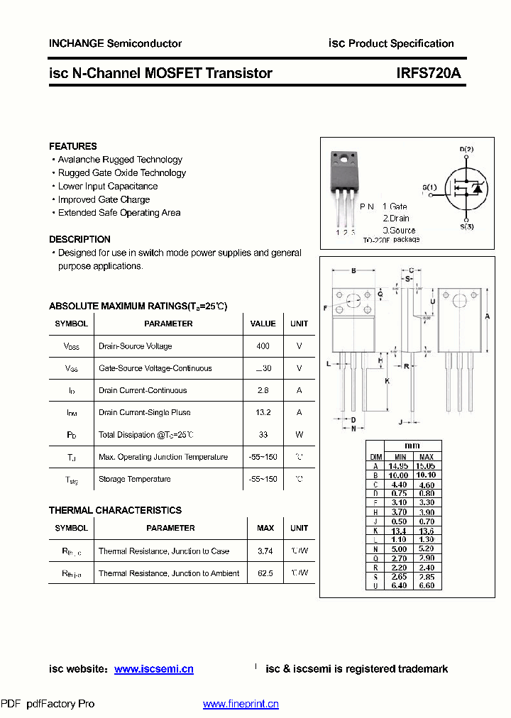 IRFS720A_8590957.PDF Datasheet