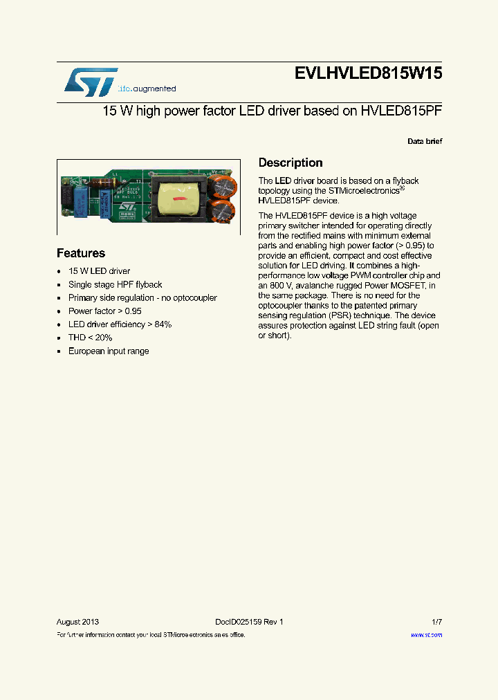 EVLHVLED815W15_8601352.PDF Datasheet