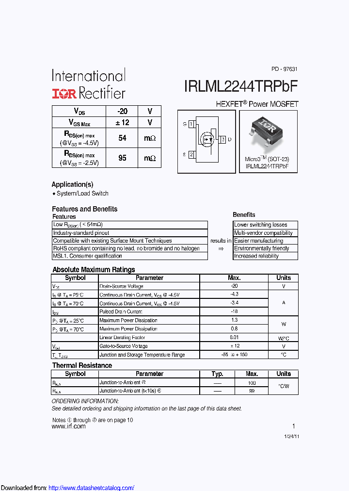 IRLML2244TRPBF_8603625.PDF Datasheet