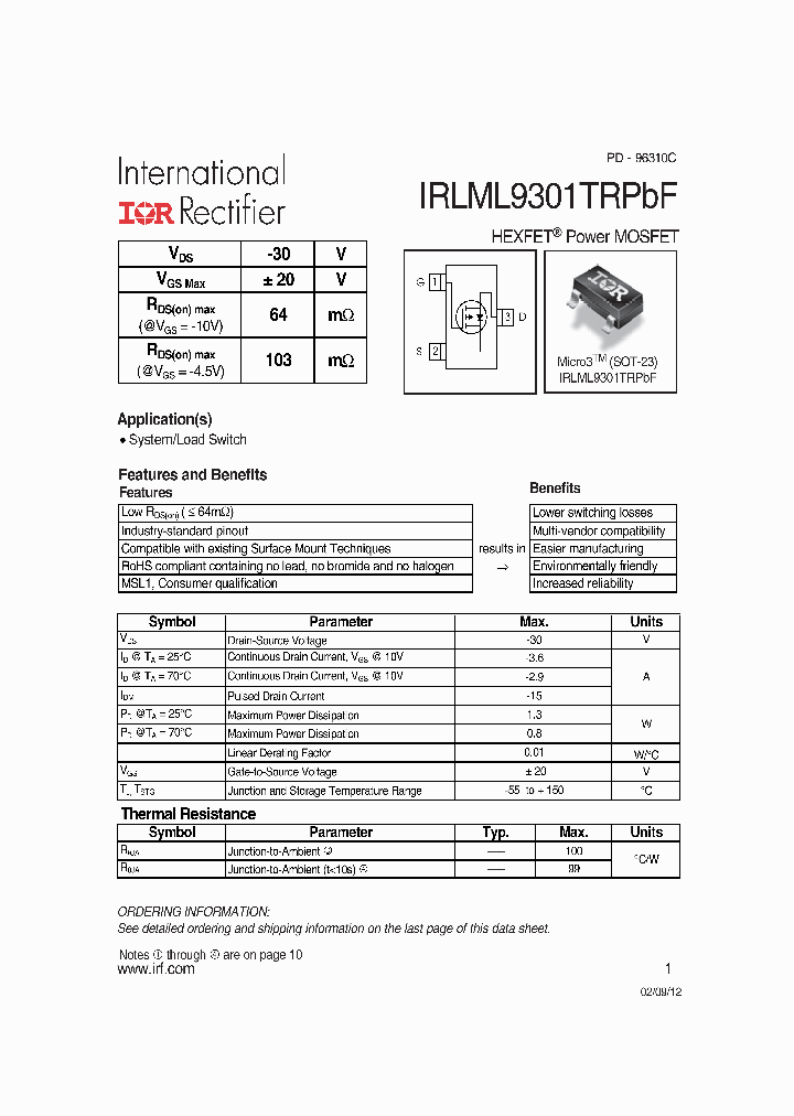 IRLML9301PBF_8606303.PDF Datasheet
