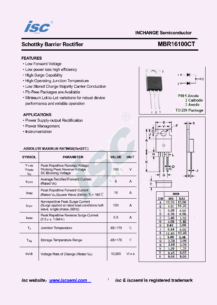 MBR16100CT_8608647.PDF Datasheet