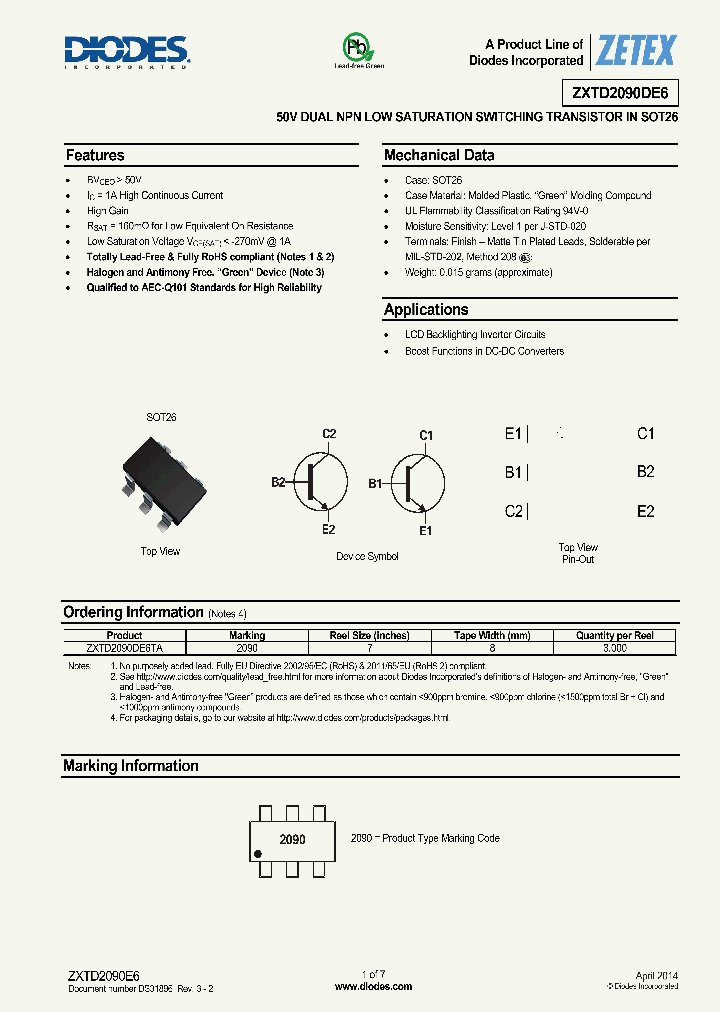 ZXTD2090E6TA_8646393.PDF Datasheet