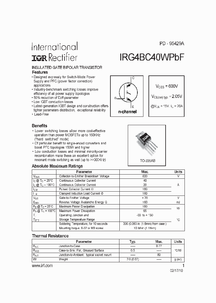 IRG4BC40WPBF_8646706.PDF Datasheet