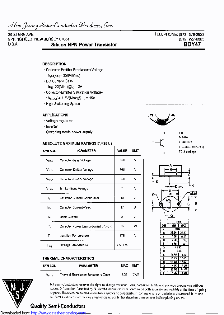 BDY47_8707607.PDF Datasheet