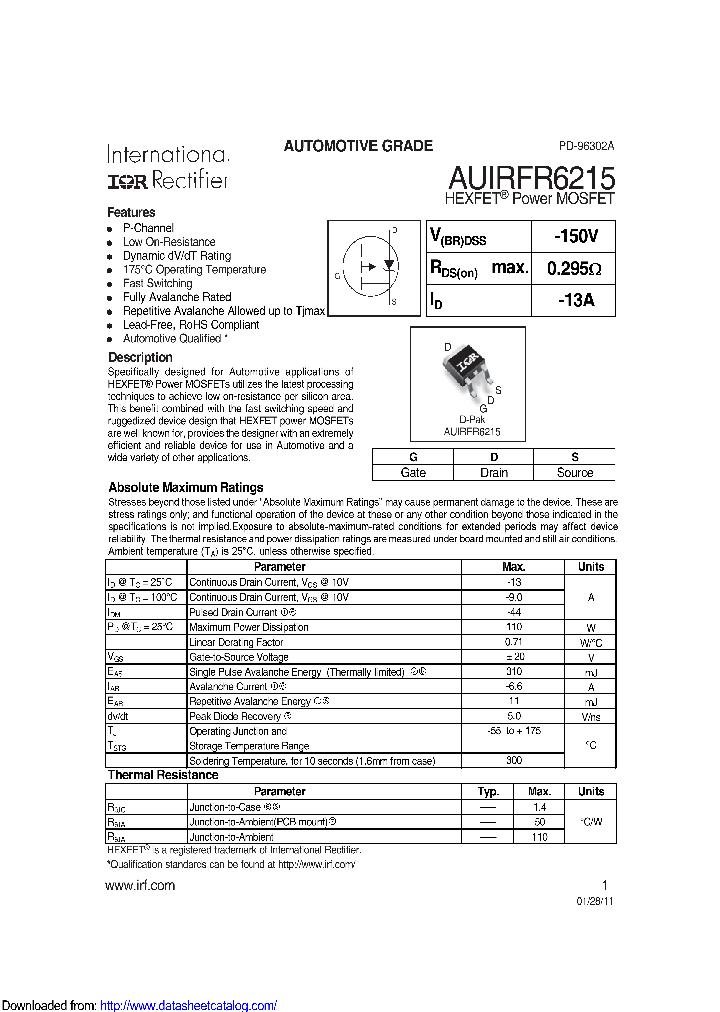AUIRFR6215_8714493.PDF Datasheet