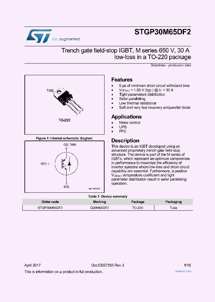 STGP30M65DF2_8780227.PDF Datasheet