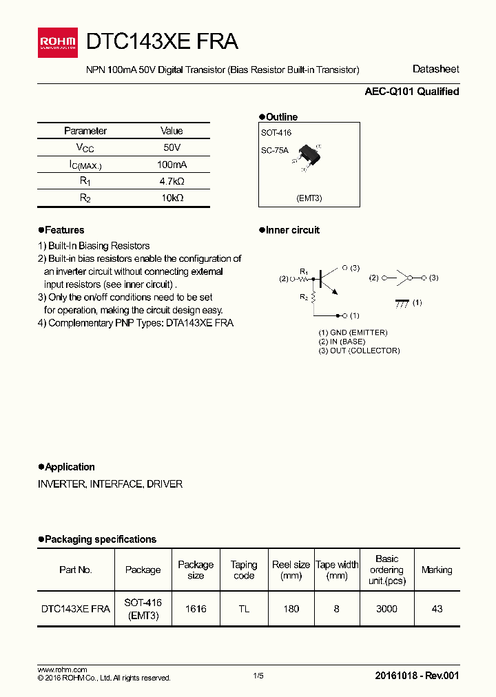 DTC143XEFRA_8825475.PDF Datasheet