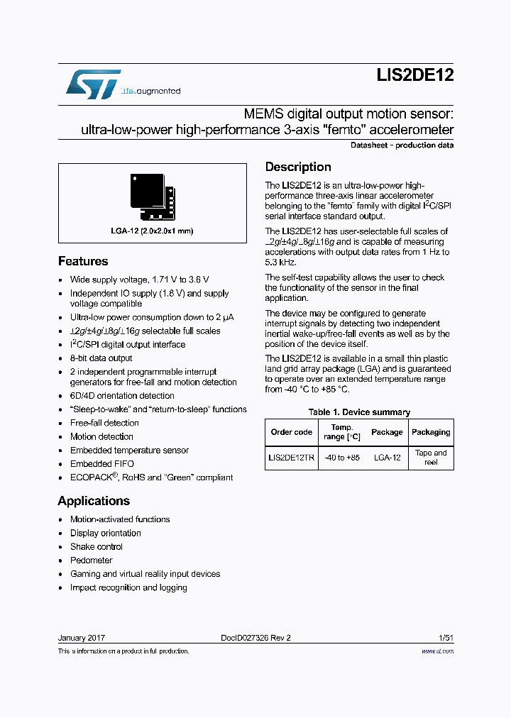 LIS2DE12_8830411.PDF Datasheet