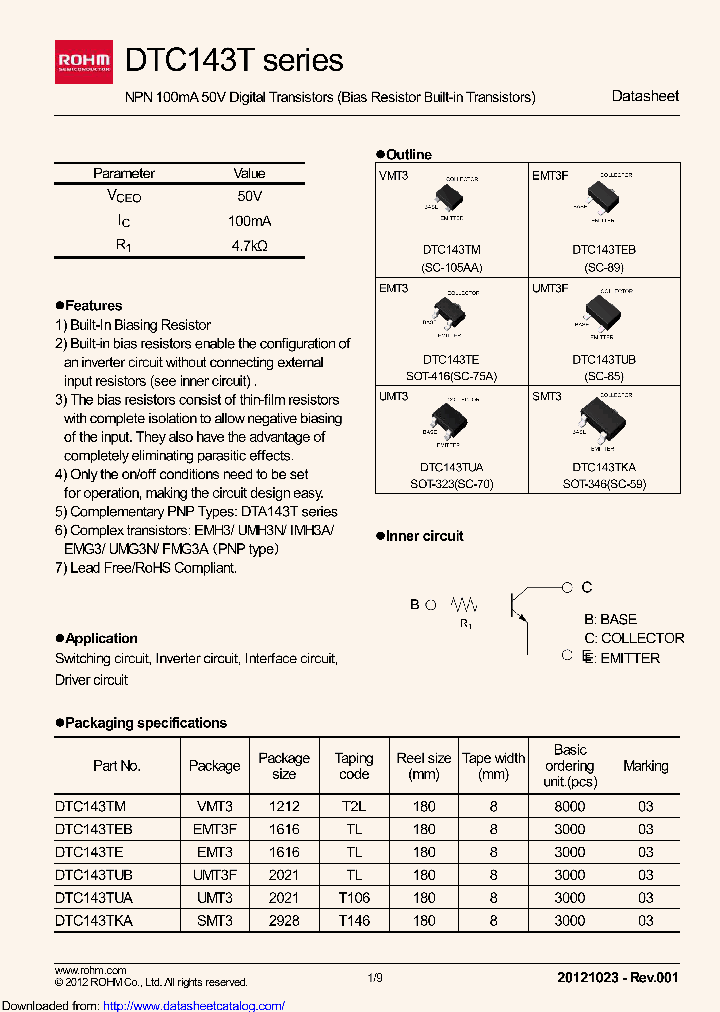 DTC143TEFRA_8831303.PDF Datasheet
