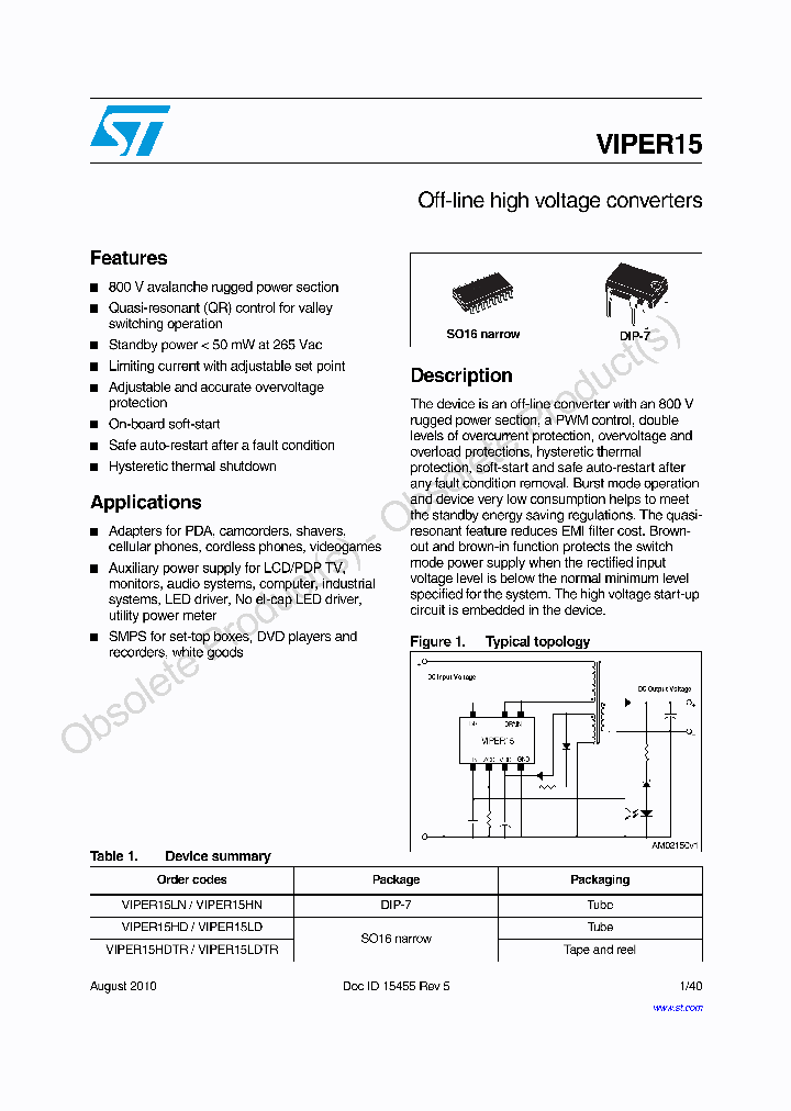 VIPER15LDTR_8836094.PDF Datasheet