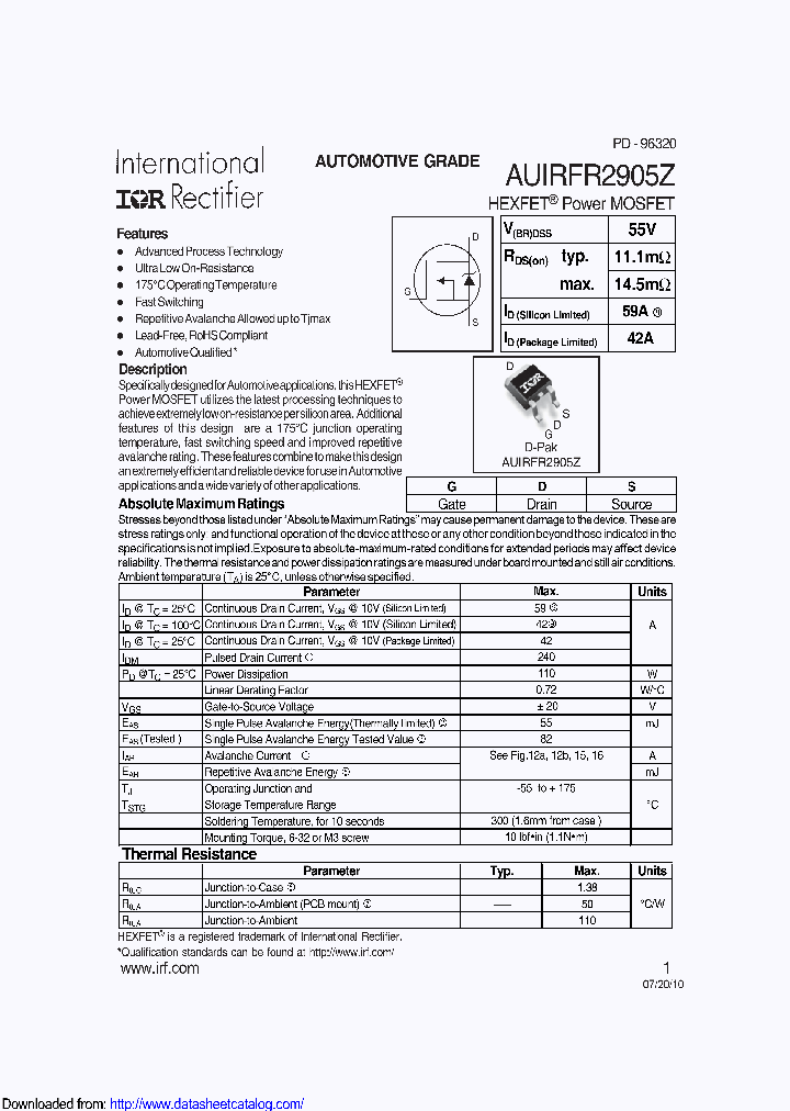 AUIRFR2905Z_8835530.PDF Datasheet
