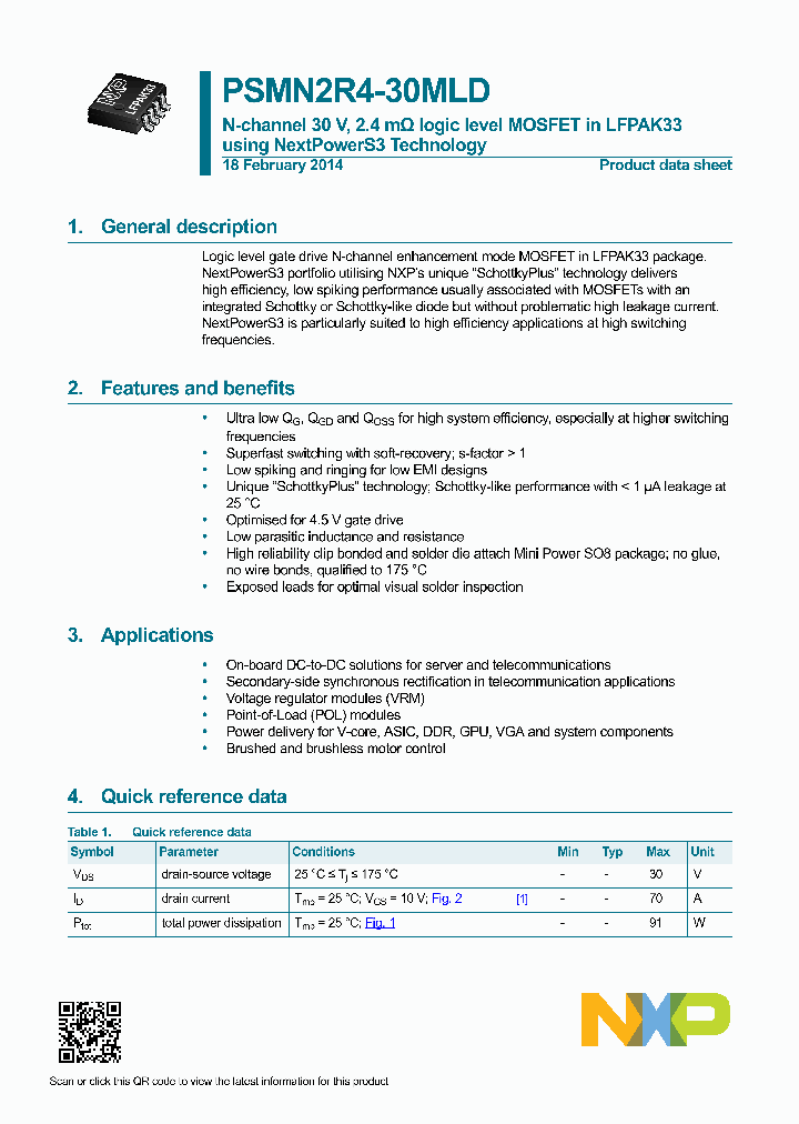 PSMN2R4-30MLD_8846839.PDF Datasheet