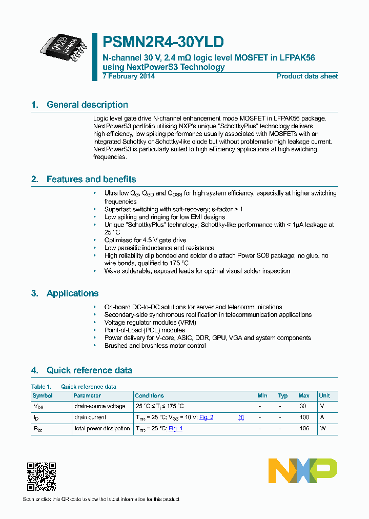 PSMN2R4-30YLD_8846840.PDF Datasheet