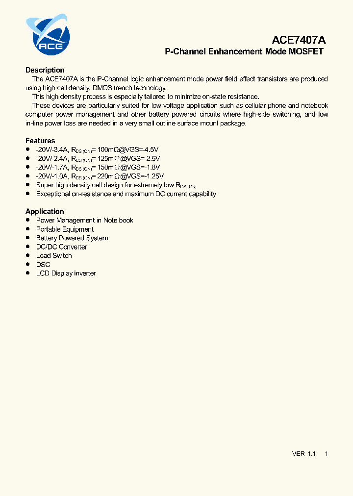 ACE7407A_8842147.PDF Datasheet