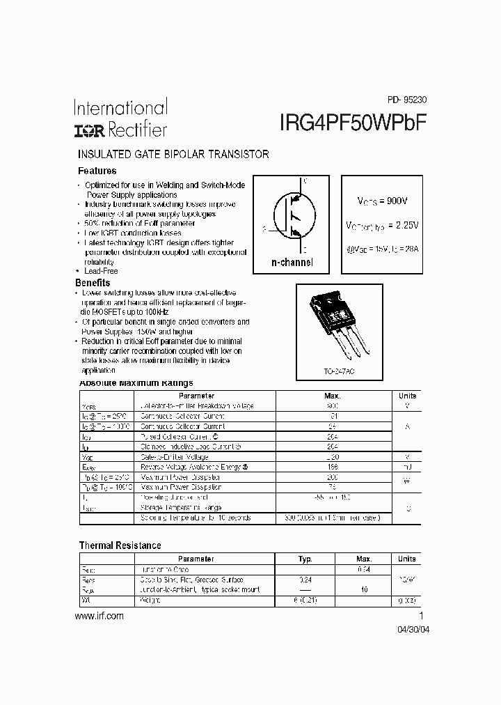 IRG4PF50WPBF_8843540.PDF Datasheet
