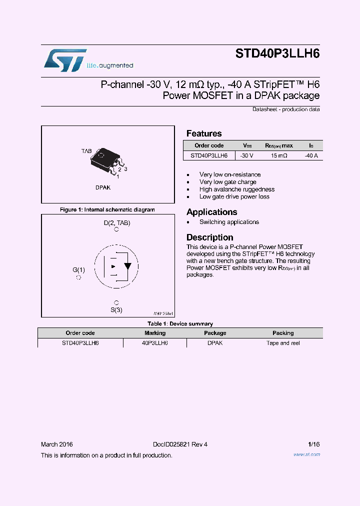 STD40P3LLH6_8845962.PDF Datasheet