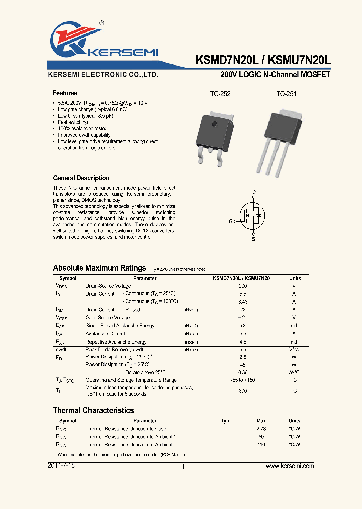 KSMD7N20L_8863289.PDF Datasheet