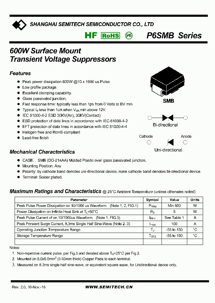 P6SMB250CA_8863359.PDF Datasheet