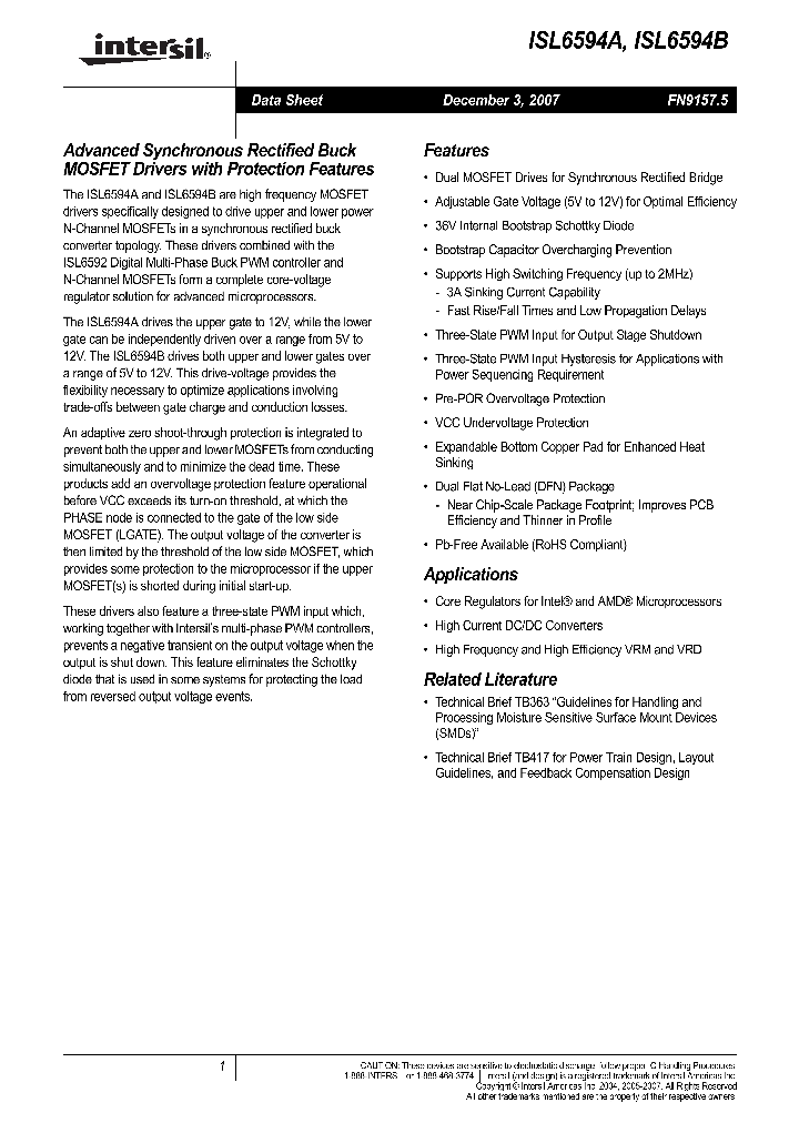 ISL6594BCR_8865825.PDF Datasheet
